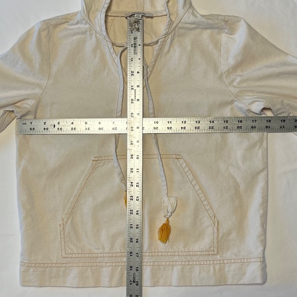 MADEWELL WOVEN NATURAL COTTON PULL-OVER HOODIE WITH TASSLE TIES - Picture 5 of 5